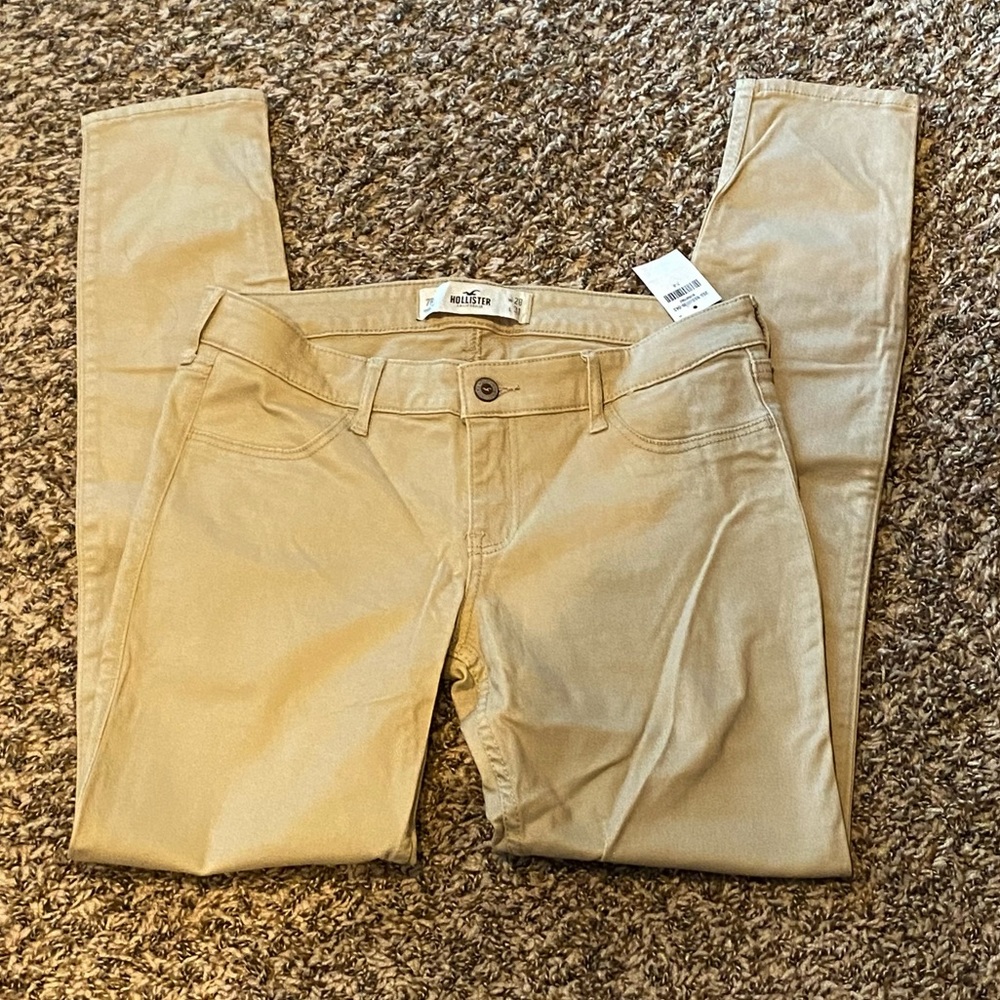 NEW Hollister Tan Khaki Low Rise Stretch Super Skinny Jeans 7R 28 x 31